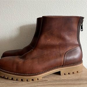 Acne Studios Mens Brown Rear Zip Moto Boot